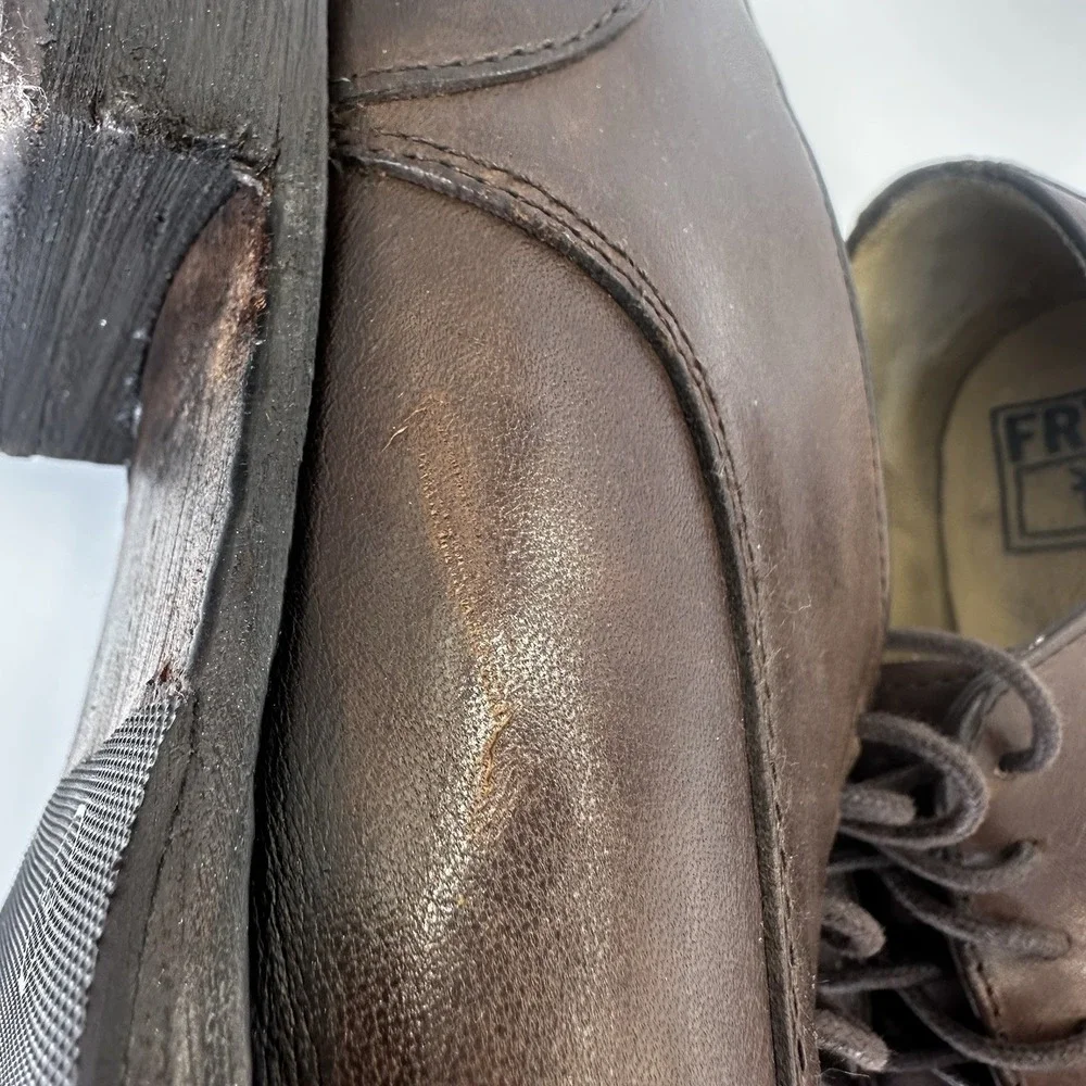 Frye Mens Dress Shoes 10B‎ Brown Leather Cap Toe Bowery Derby Academia Classic